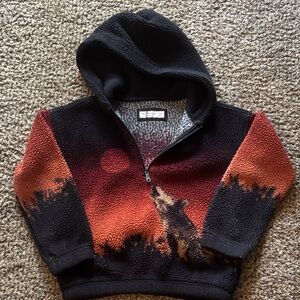 Abercrombie Kids Black and Red Wolf Fleece Half Zip Hoodie